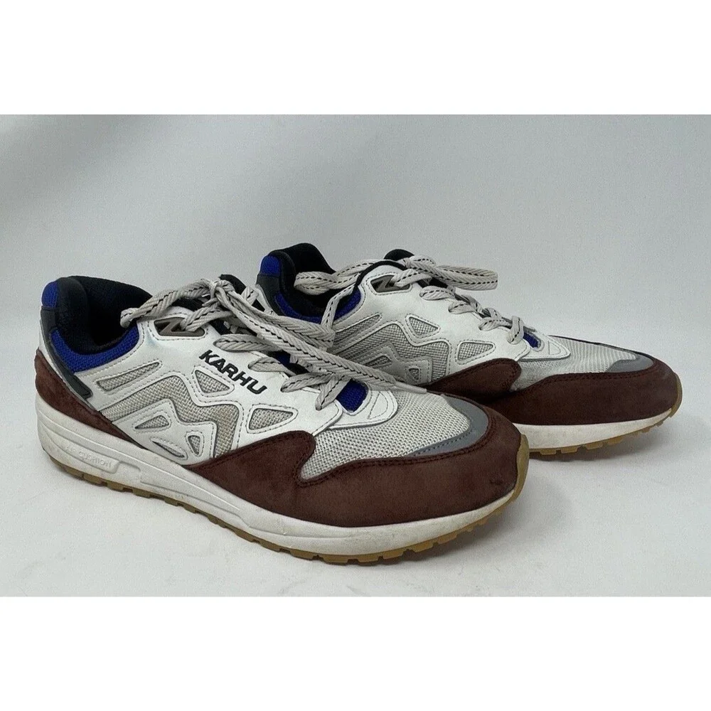 Karhu Legacy 96 Air Cushion Sneakers Unisex Men's 10.5 Brown Suede, Blue, Grey